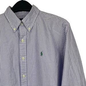 Polo Ralph Lauren Gingham Check Button Down Shirt Mens XL Cotton Lavender
